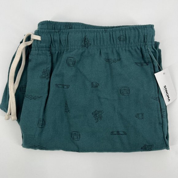 Sonoma Other - Sonoma Men's Flannel Pajama Jogger Pants PJ sz XXL Teal Green Camping Print NWT